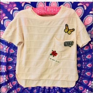 Zara Girls Pink Butterfly Patch Shirt
